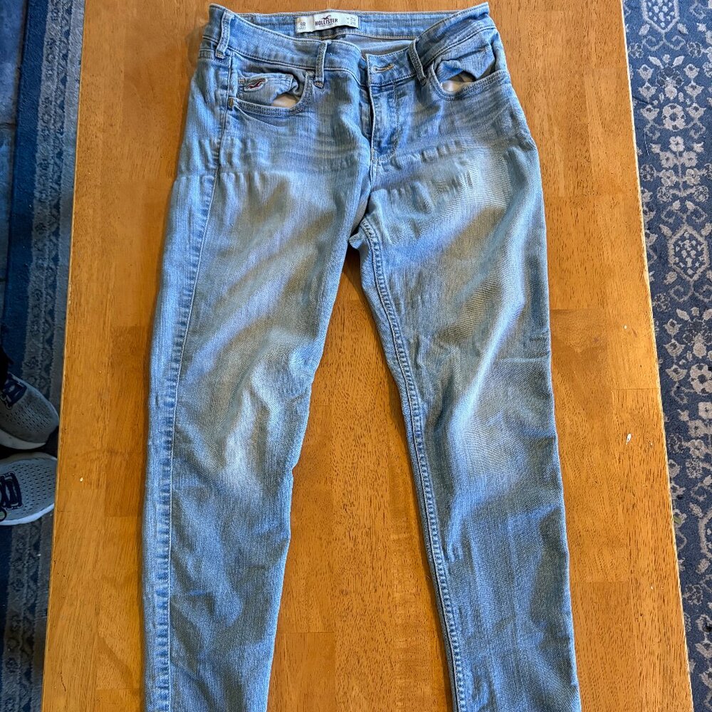 Vintage Y2K Hollister Women’s Lightwash Denim Jeans 9R 29x29 Red Seagull Logo
